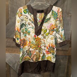 Zara Basic Multicolor Patterned Tunic Top